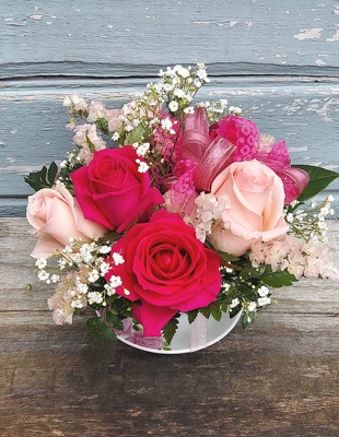 Pink Roses Teacup from Rose Garden Florist in Barnegat, NJ