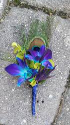 Peacock Blue Orchid Boutonniere from Rose Garden Florist in Barnegat, NJ