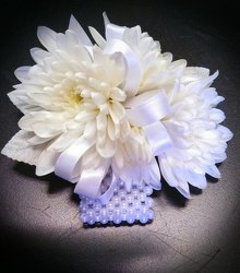 Pearled Mum Wristlet from Rose Garden Florist in Barnegat, NJ